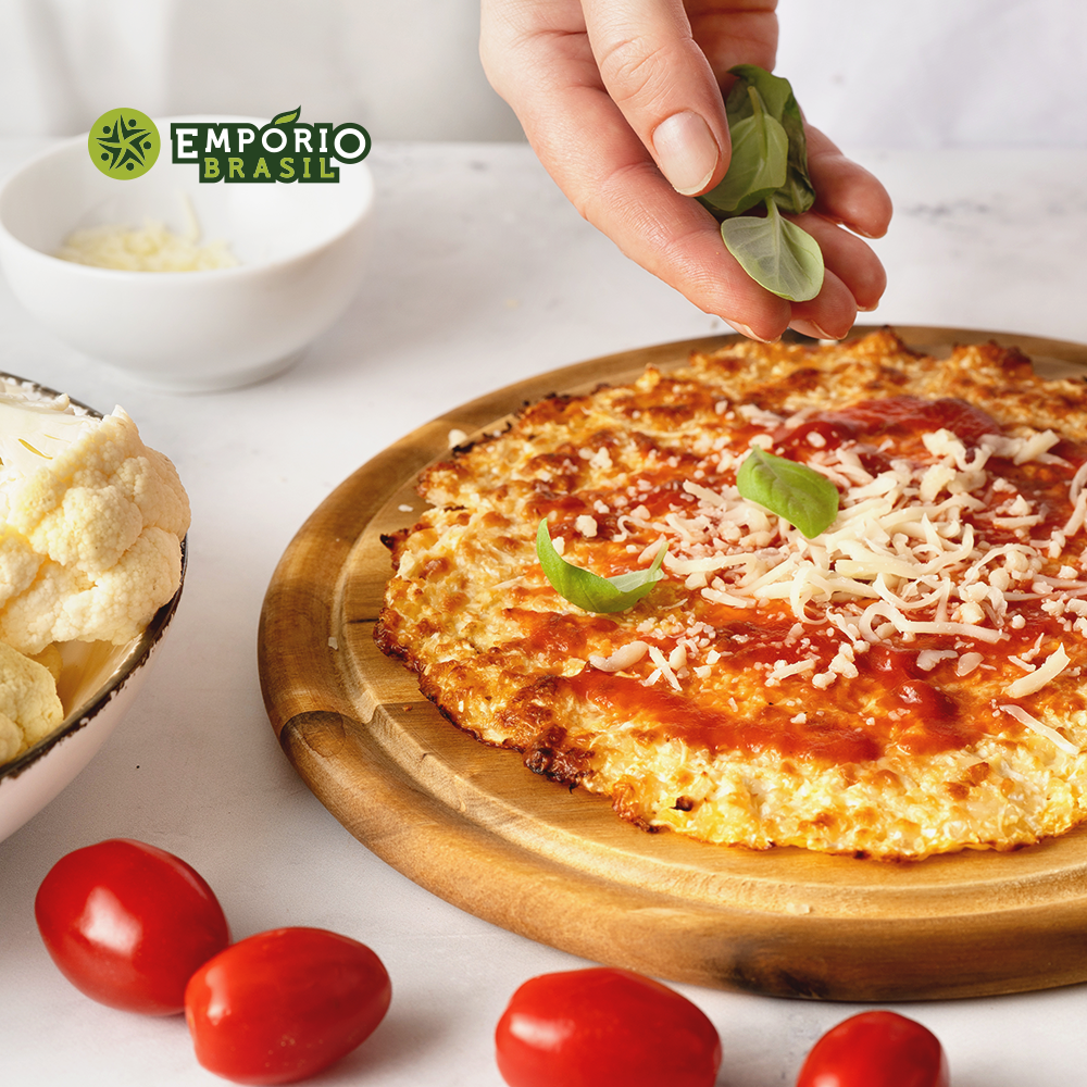Pizza com massa de couve-flor